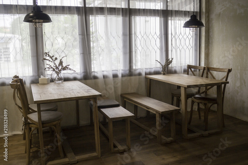 Classic cafe interior in wood © nalinratphi