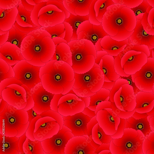 Red Corn Poppy Seamless Background