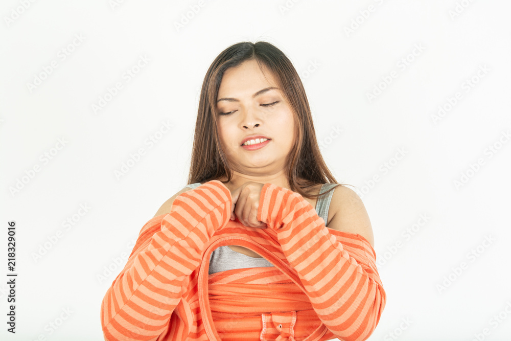 T-shirt tight because of obesity. And overweight T-shirt tight because of obesity. And overweight
