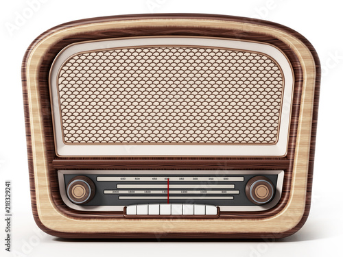 Vintage radio isolated on white background. 3D illustration