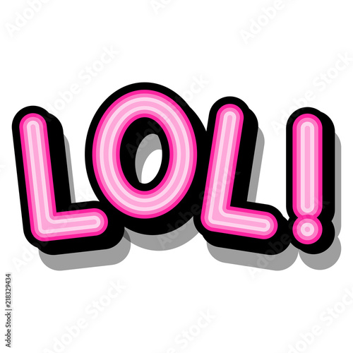 Lol - retro lettering with shadows on a white background. Vector bright illustration in vintage pop art style.