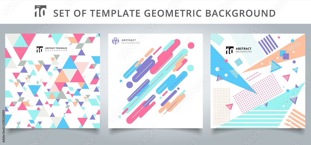 Set template geometric pattern covers design. - obrazy, fototapety, plakaty 