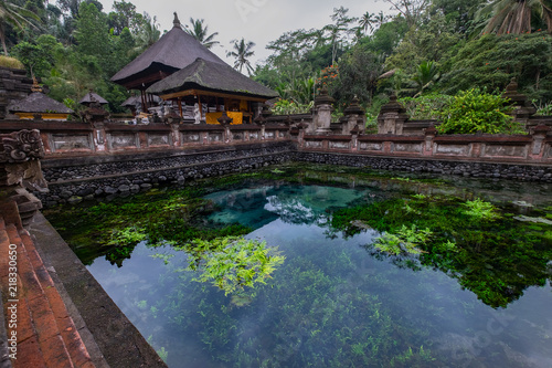 Holy spring water temple at Tirta Empul temple in Bali, Indonesia photo