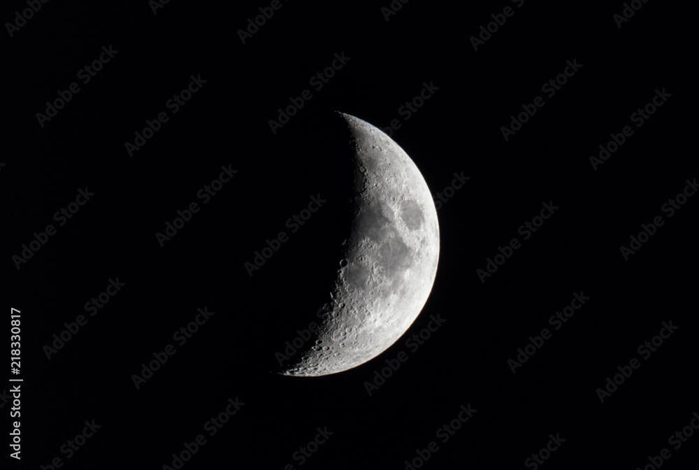 waxing crescent moon in a black night sky waxing crescent moon in a black night sky