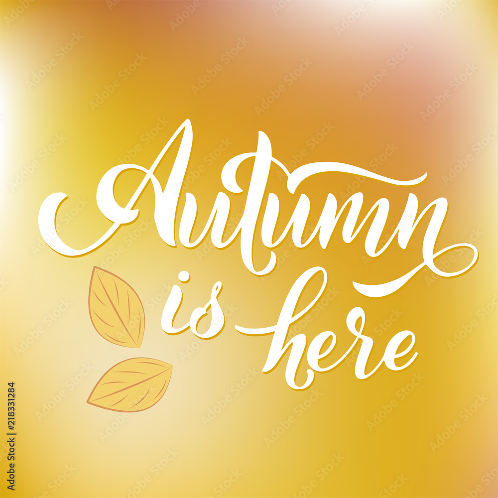 Fototapeta premium Hello Autumn lettering. Elements for invitations, posters, greeting cards. Seasons Greetings