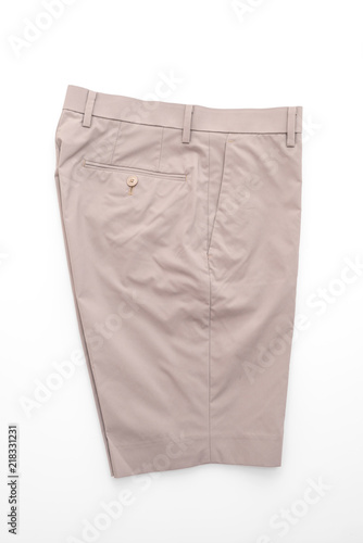 beige short pants isolated on white background