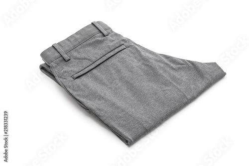 men's grey pants on white background