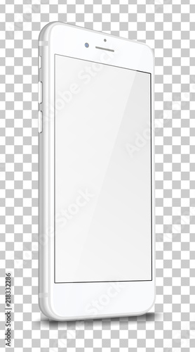 Smart phone with blank screen isolated on transparent background.