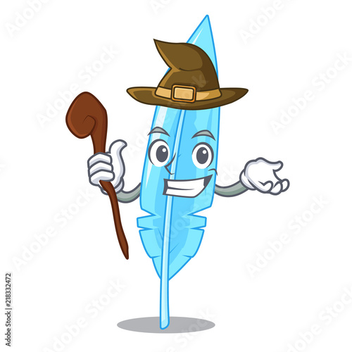 Witch hand drawn feather mascot