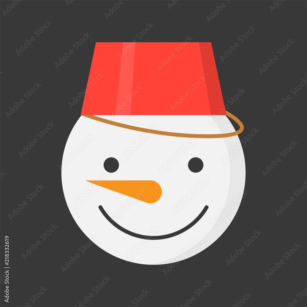 snowman and bucket flat icon, Christmas theme set snowman and bucket flat icon, Christmas theme set