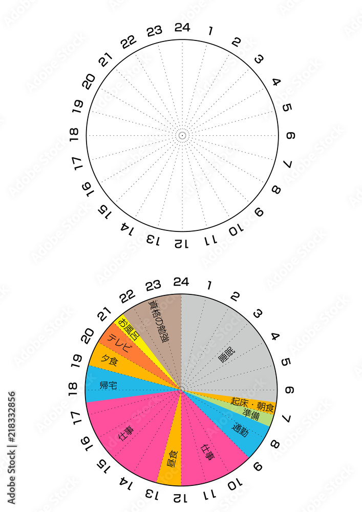 24時間スケジュール表 円 Stock Vector Adobe Stock