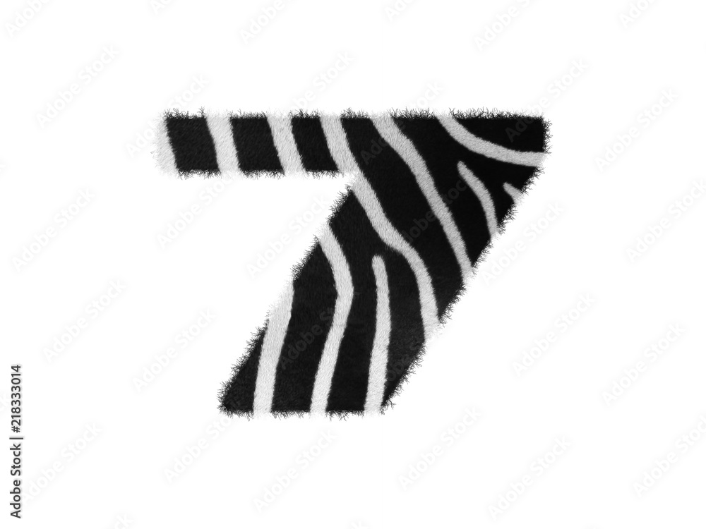 Furry font made of zebra skin texture. Character render isolated on white. Furry font made of zebra skin texture. Character render isolated on white.