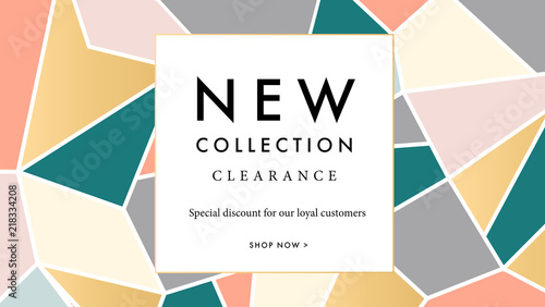Modern promotion web banner for social media mobile apps. Elegant sale and discount promo background with abstract pattern. Email ad newsletter layout.
