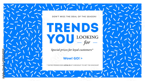 Modern promotion web banner for social media mobile apps. Elegant sale and discount promo background with abstract pattern. Email ad newsletter layout.