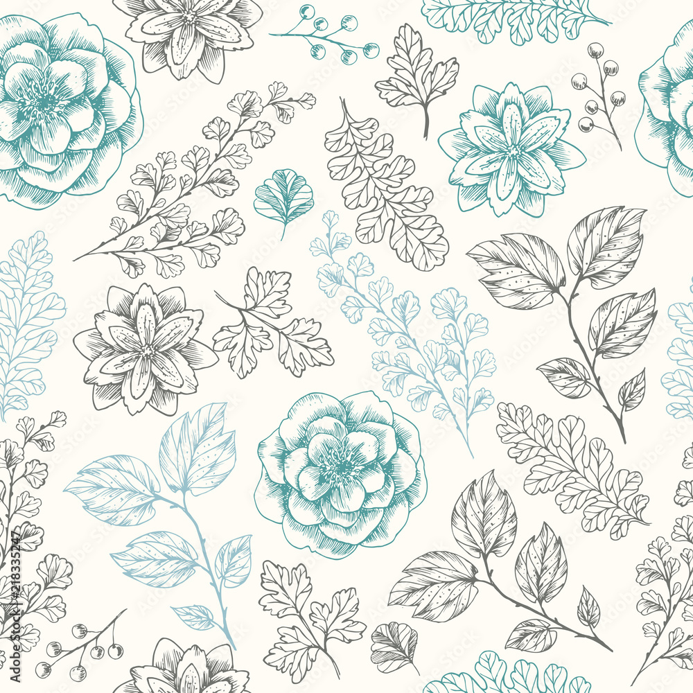 Hand drawn herb seamless pattern. Hand drawn herb seamless pattern.