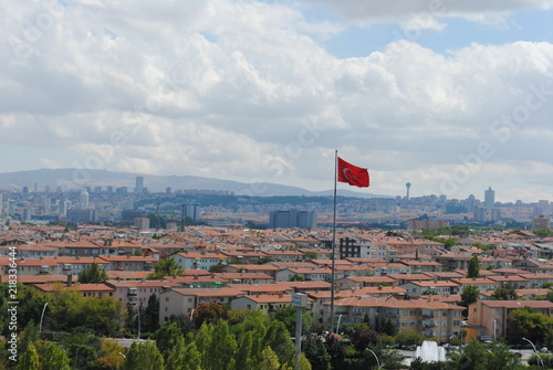 Ankara capital city of Turkey with Turkey flag.