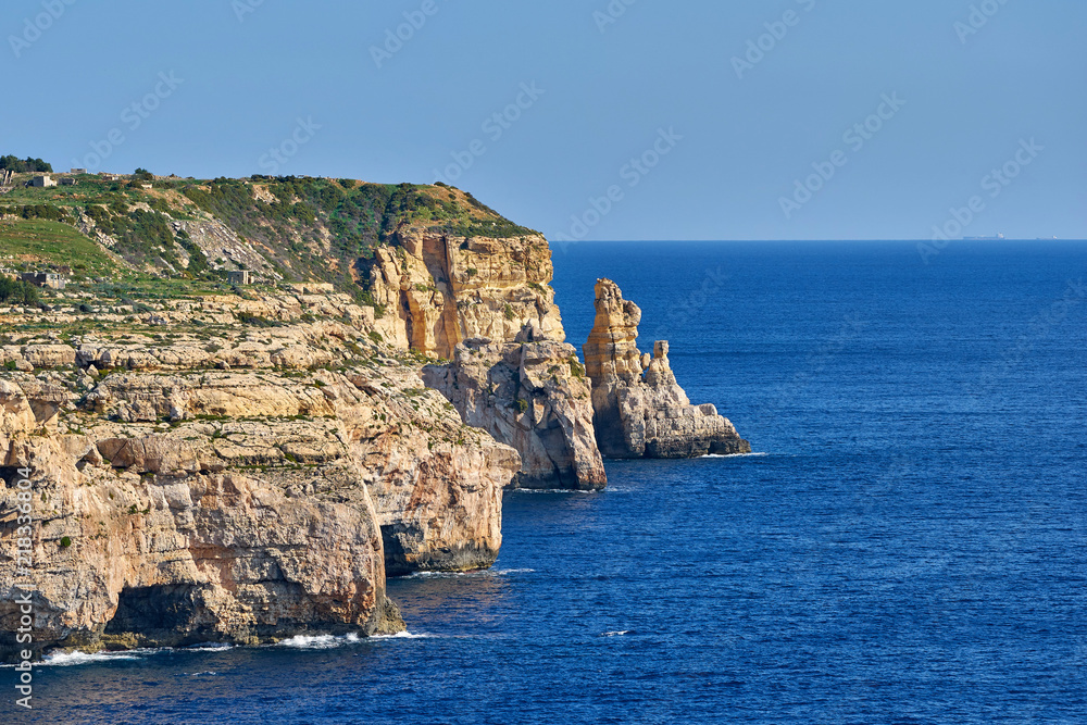 Hal Far Cliffs near Birzebbuga in Malta Hal Far Cliffs near Birzebbuga in Malta