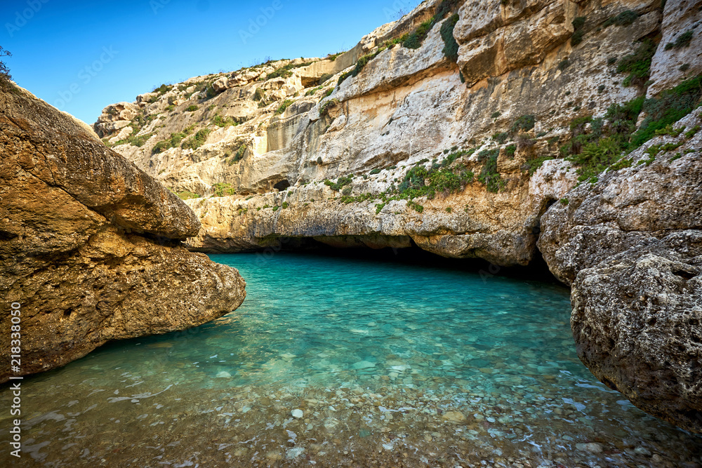 Wied il-Ghasri bay at Gozo island, Malta