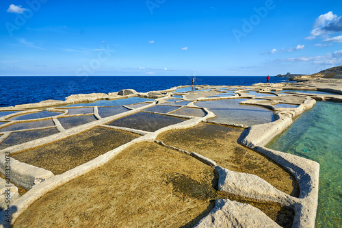 Salt pans near Zebbug town at Gozo island, Malta photo