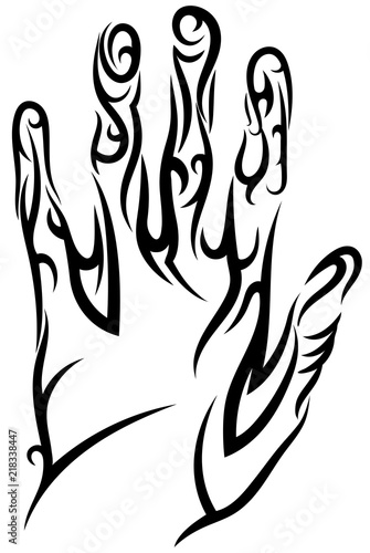 Tribal hand black tattoo on white background