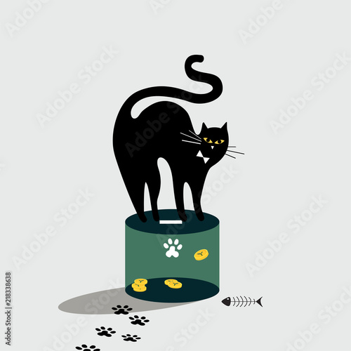 Cat standing on the donation box