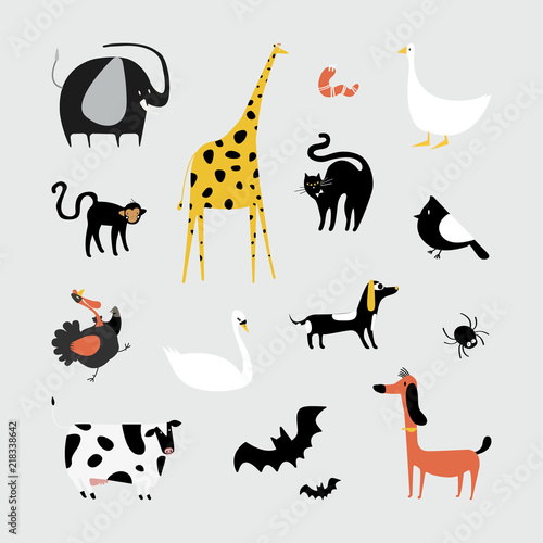 Collection of cute animals illustration