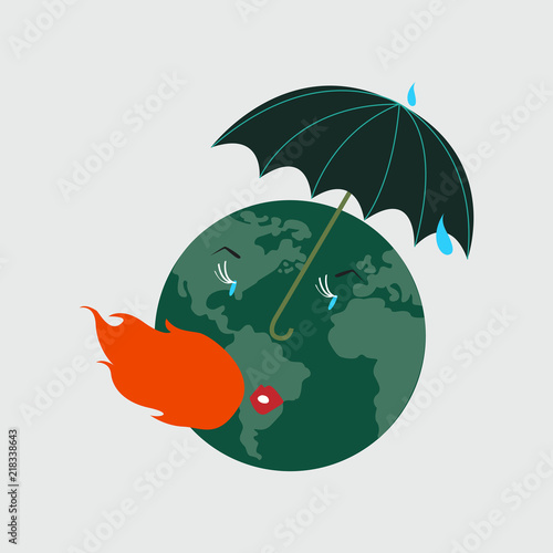 Protecting the planet earth from global warming illustration
