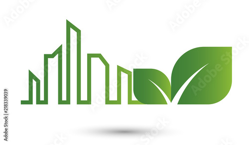 ecology city abstract concept,green leaves