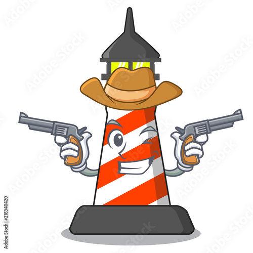 Cowboy lighthouse character cartoon style