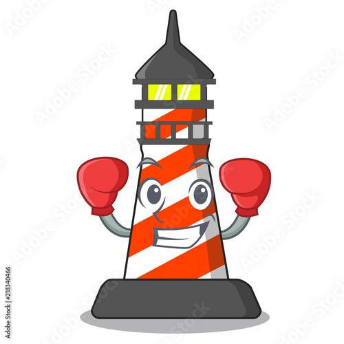 Boxing lighthouse character cartoon style