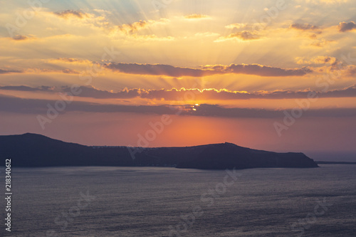 Beautiful and amazing sunset from a greek island