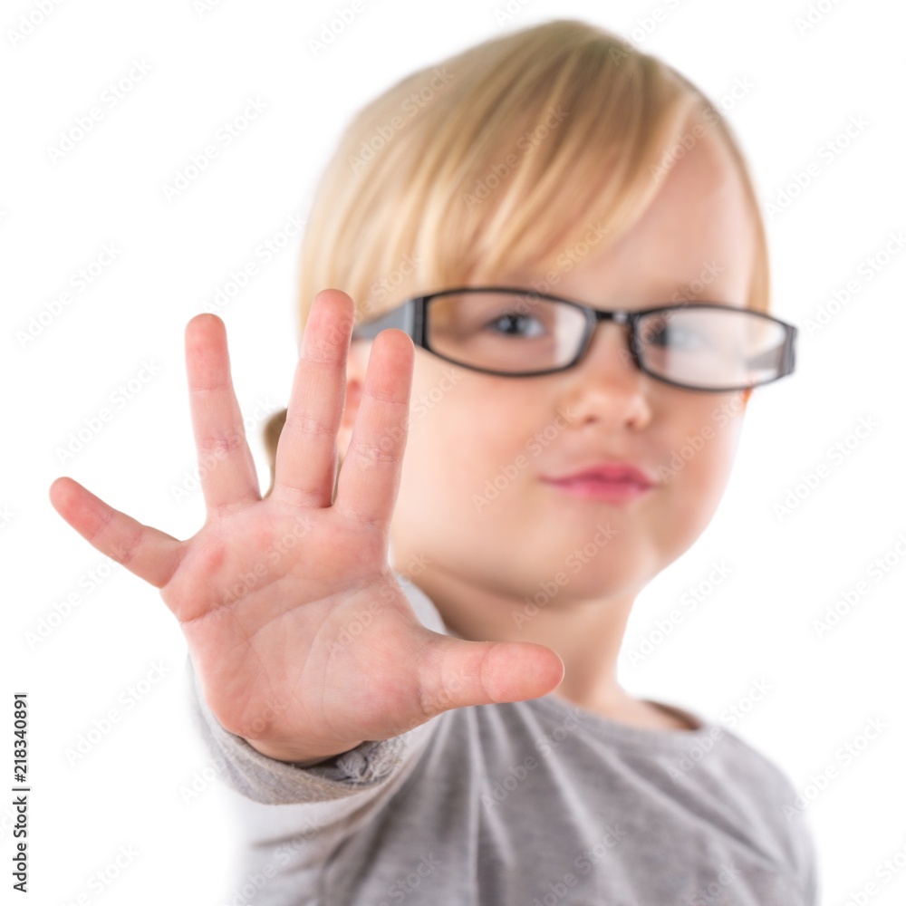 Portrait of a Young Girl Making Stop Gesture