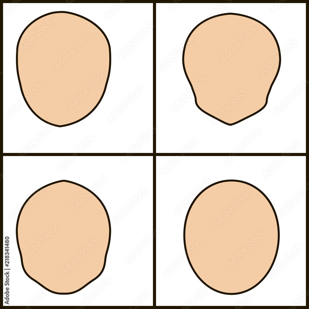 different forms of face, vector icoka. chiseled outline different forms of face, vector icoka. chiseled outline