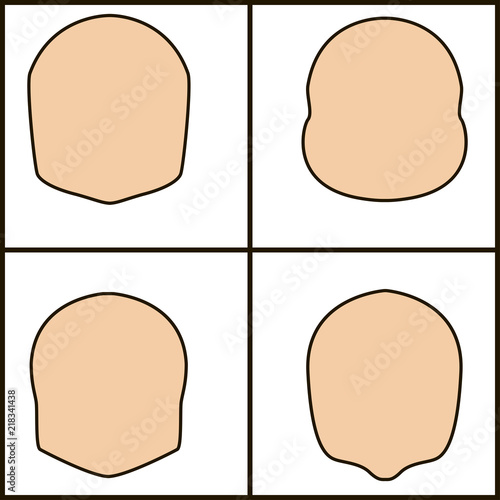 different forms of face, vector icoka. chiseled outline