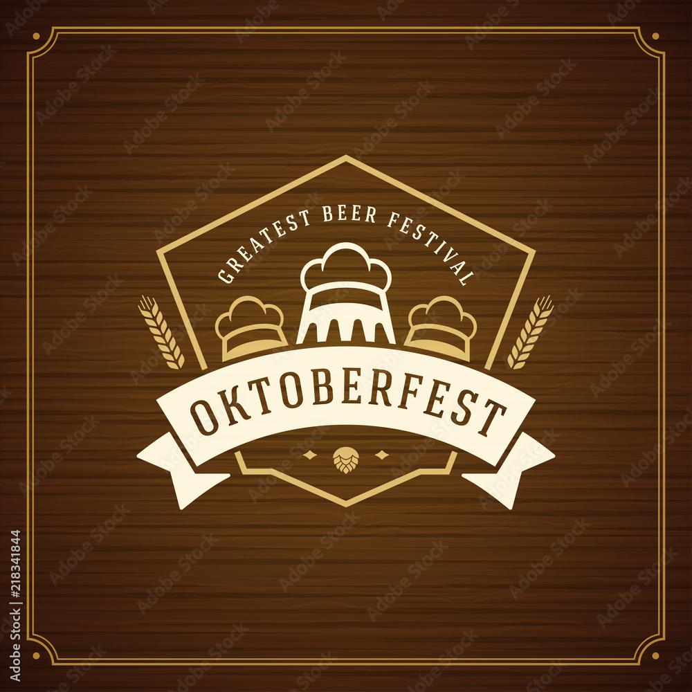 Oktoberfest beer festival celebration vintage greeting card or poster