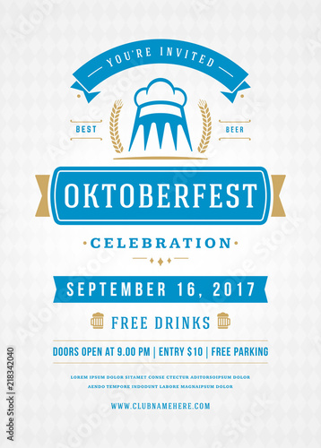 Oktoberfest beer festival celebration retro typography poster