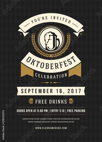 Oktoberfest beer festival celebration retro typography poster