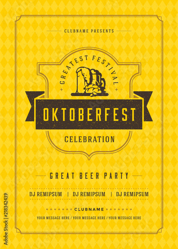 Oktoberfest beer festival celebration retro typography poster or flyer