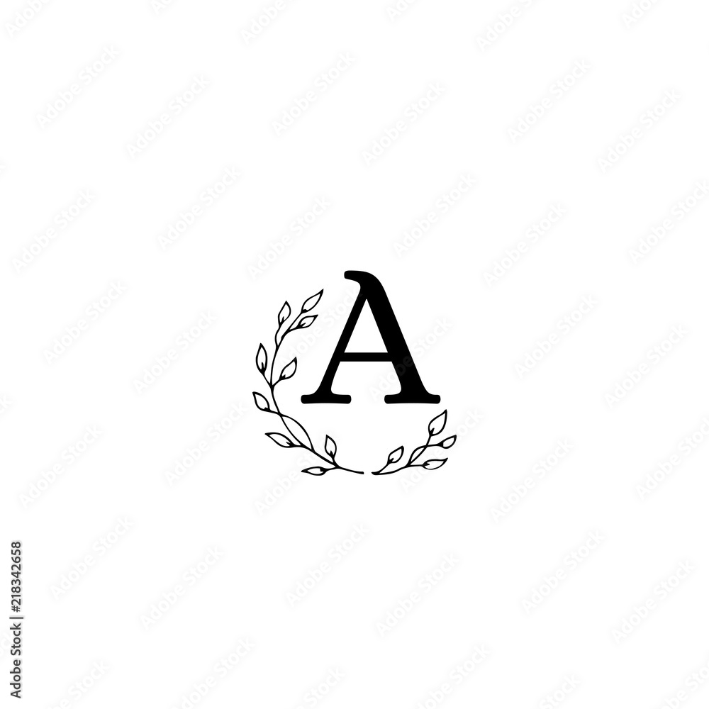 Vector floral hand drawn logo template in elegant and minimal style. Vector floral hand drawn logo template in elegant and minimal style.