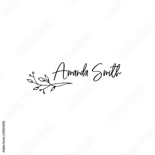 Vector hand drawn logo template in elegant and minimal style.