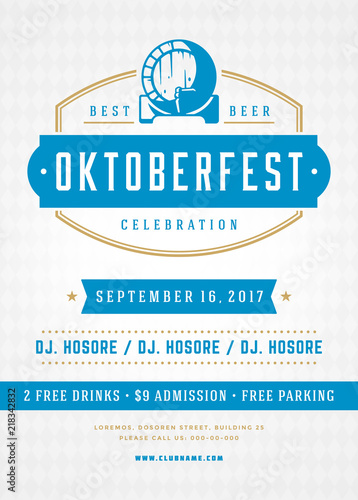 Oktoberfest beer festival celebration retro typography poster