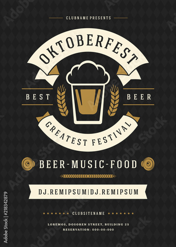 Oktoberfest beer festival celebration retro typography poster