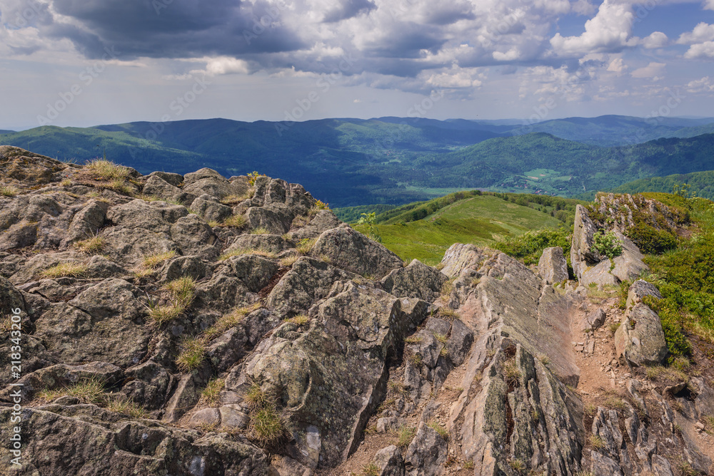 Fototapeta premium Smerek peak on a Wetlina hiking trail in Bieszczady National Park in Poland