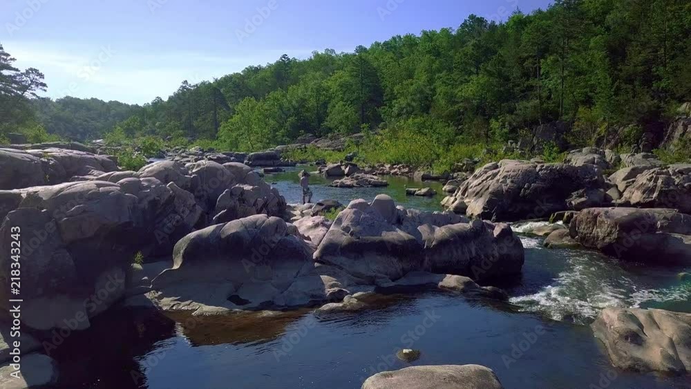 Fishing from rocks Missouri stream Fishing from rocks Missouri stream