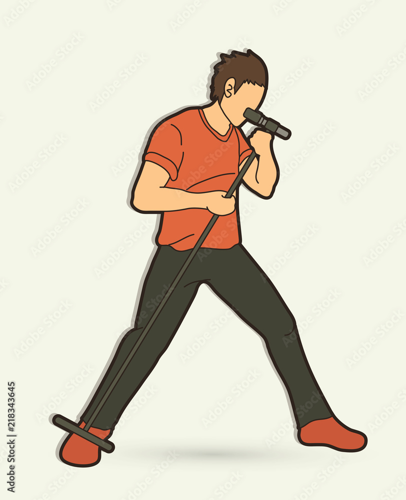 Singer sing a song Music band graphic vector Singer sing a song Music band graphic vector