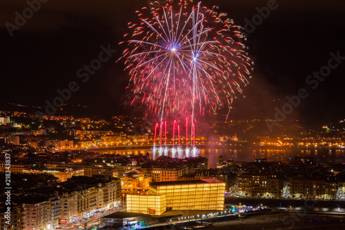 Fireworks during the festival of Semana Grande in Donostia-San Sebastian, Guipuzcoa, Spain