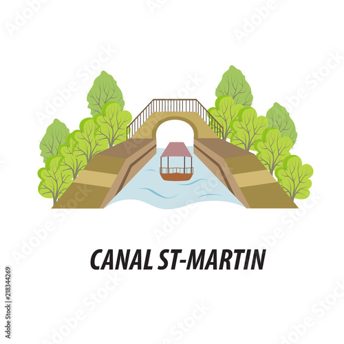 the illustration with the canal st martin of Paris