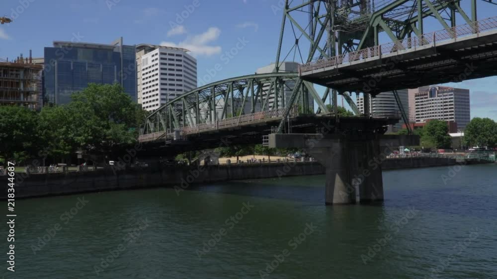 Willamette River, under the bridge in Portland Oregon Willamette River, under the bridge in Portland Oregon