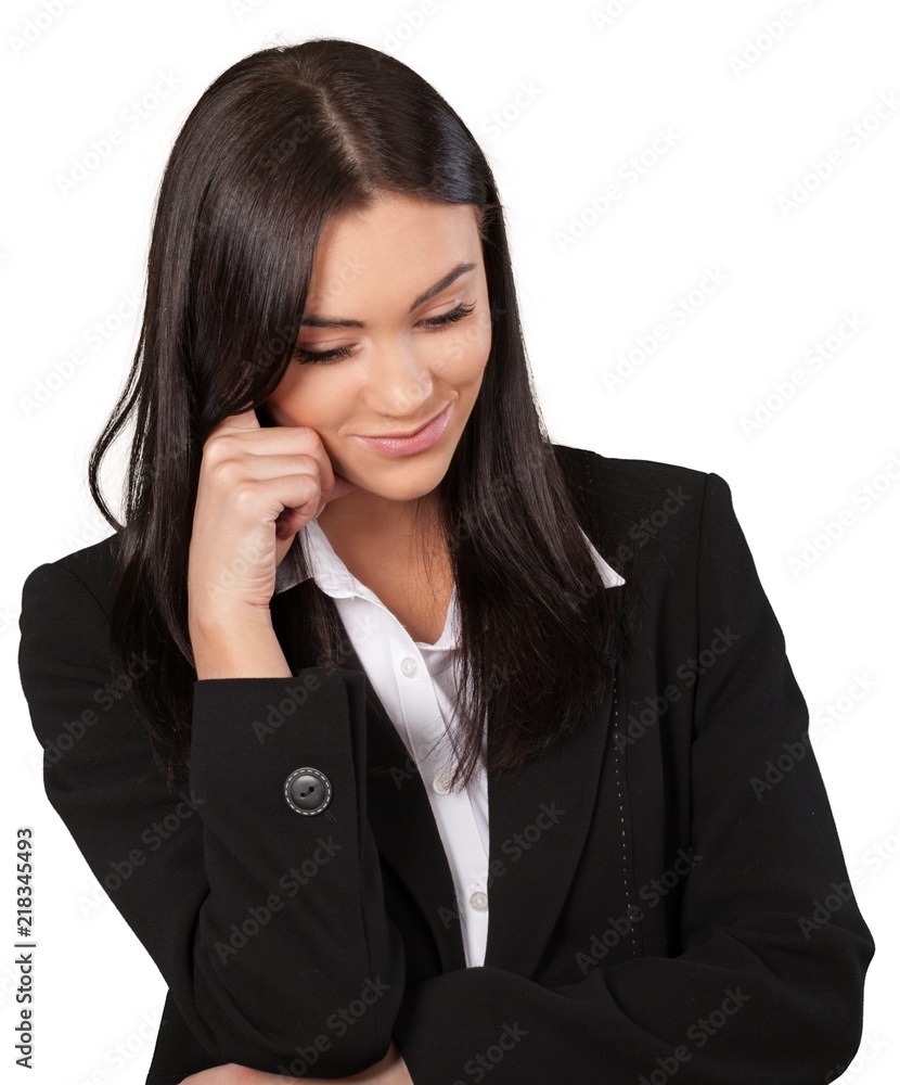 Friendly Businesswoman with Head Reasting on Hand - Isolated Friendly Businesswoman with Head Reasting on Hand - Isolated
