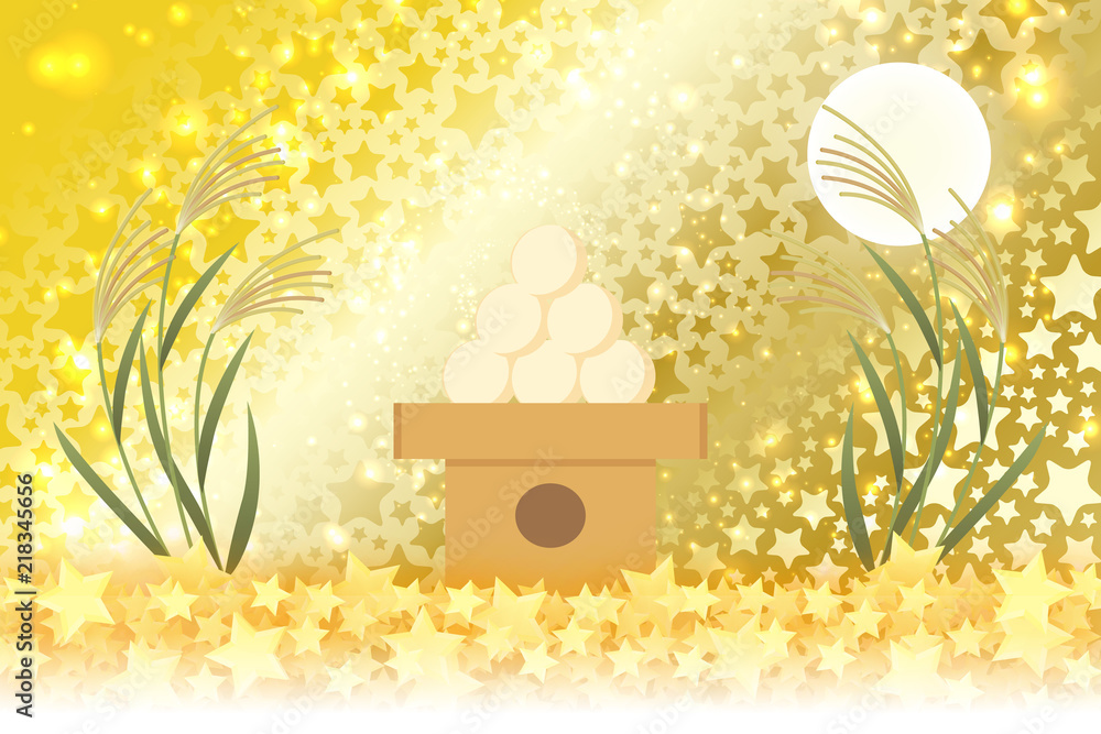 Vecteur Stock Background Wallpaper Vector Illustration Design Image Japan China Asia Free Size 背景 壁紙 ベクター イラスト 無料 無料素材 バックグラウンド フリー素材 和風素材 日本 和風背景素材 イラスト 秋 風景 お月見 十五夜 満月